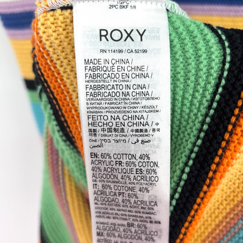 Roxy Sunshine Bouquet Crochet Midi Dress‎ Sz XS Rainbow Stripe Tank Beach Surf - Picture 4 of 15